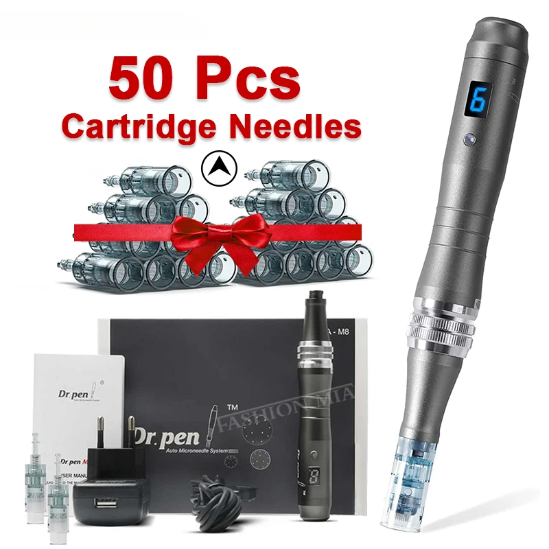 Hot Dr Pen Ultima M8 Microneedling Pen Electric Wireless Dermapen M8 Con Cartucce Da 50 Pezzi Microneedle Needling Skin Care Machin