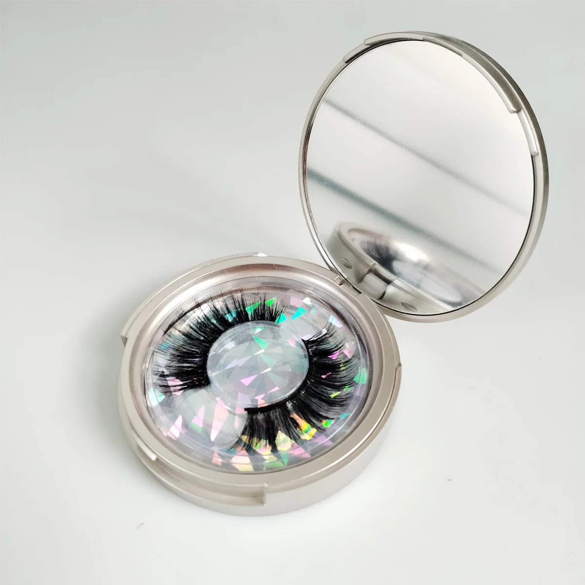 Wholesale Lash Packaging Box Round Lash boxes with Mirror 8-20mm Mink Eyelashes Packaging Box Empty Makeup Beauty 2