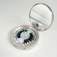 Wholesale Lash Packaging Box Round Lash boxes with Mirror 8-20mm Mink Eyelashes Packaging Box Empty Makeup Beauty 2