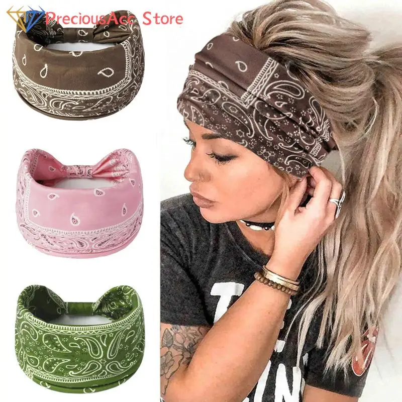 

Fashion Boho Knot Turbans Yoga Elastic Head Wrap Women Headband Wide Hairbands Headwear Floral Bandanas Hair Band Accessor