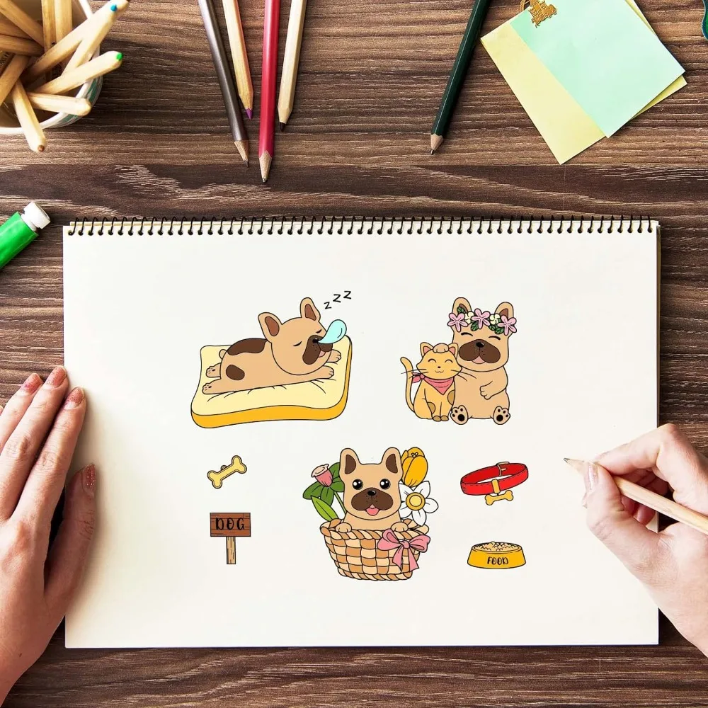 French Bulldog Clear Stamps Set - Cute Pet Animal Silicone Stamps For Journaling & Card Making