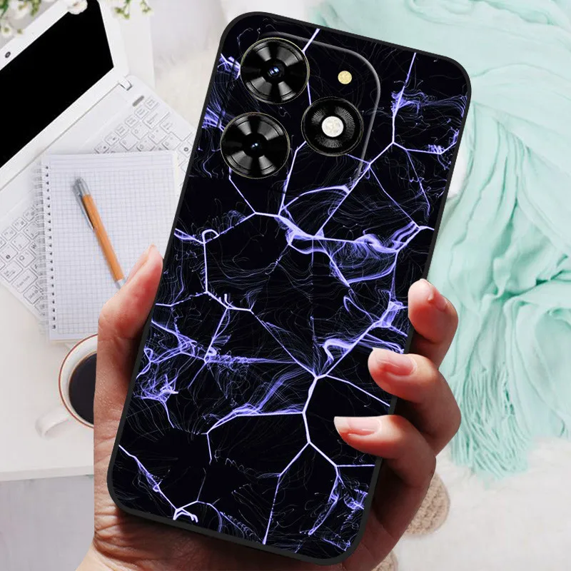 Premium Black Silicone Bumper Case with Wolf and Lion Design - Soft TPU Protective Cover