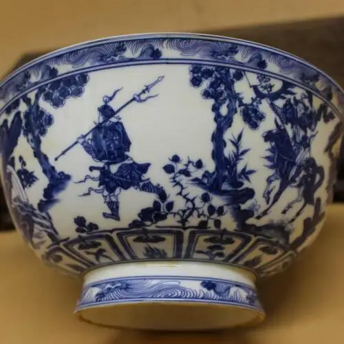 Chinese Jingdezhen Porcelain Blue and White Personage Bowl 4
