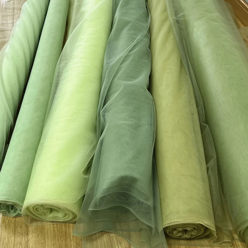 Green Series Soft Tulle Fabric for Elegant Wedding Decorations and Stylish Crafts