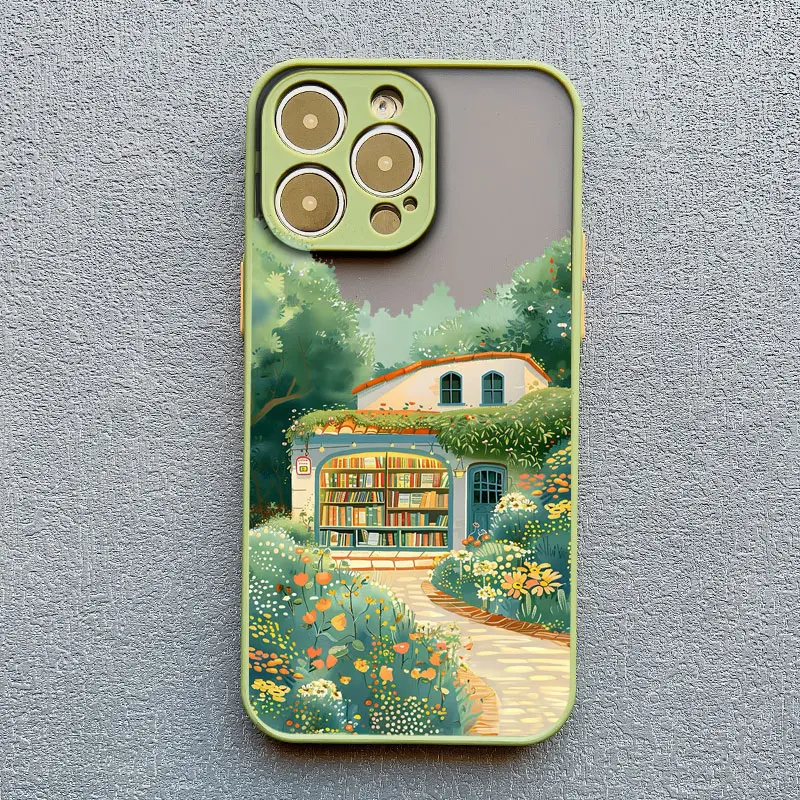 Forest House Bookstore Handyhülle für iPhone 17 16 12 13 Mini Pro Max 11 14 15 16 Plus Pro Max X XS XR Schutzhüllen – Detail 9