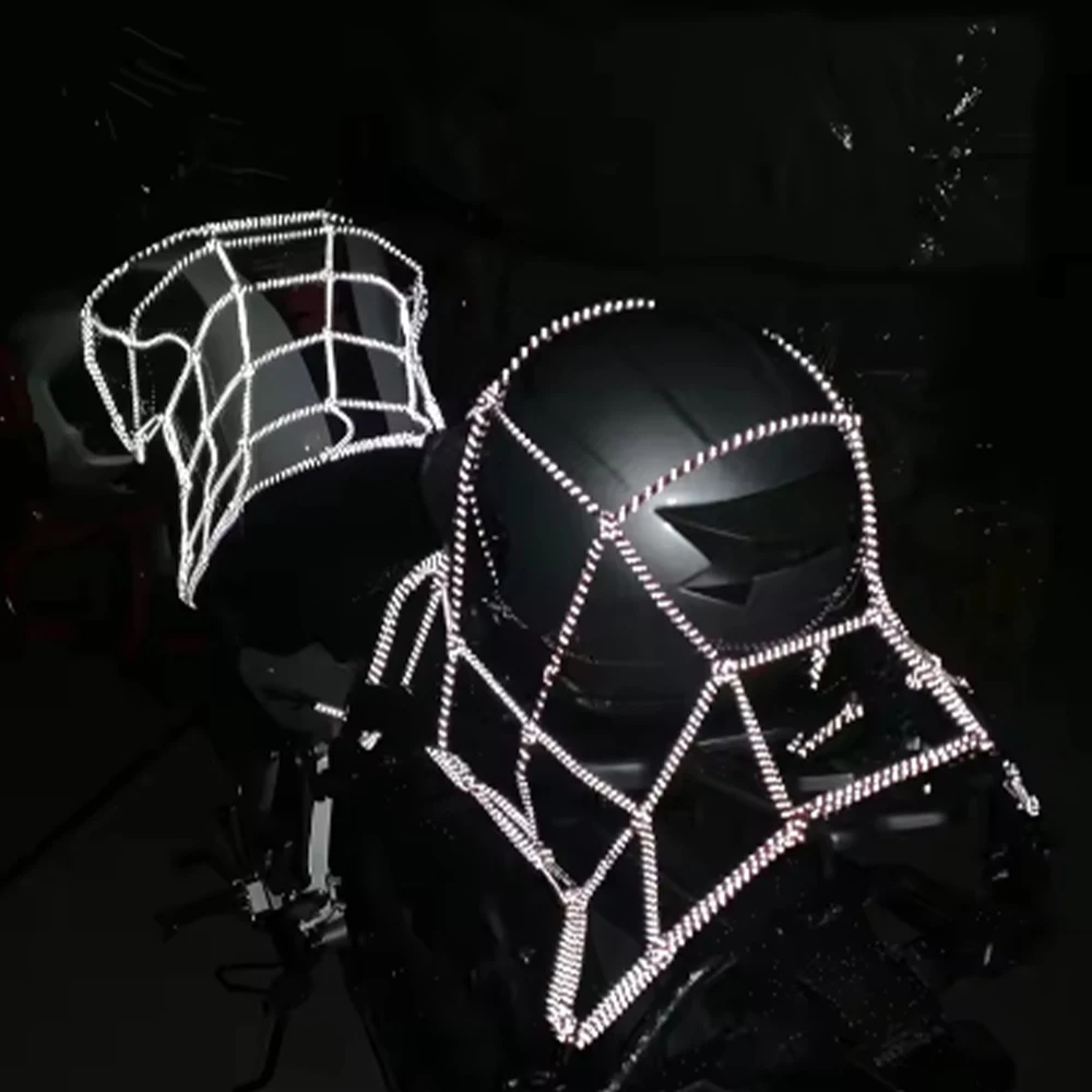 40x40cm motorcycle 6-hook elastic reflective bungee net motorcycle storage helmet vest luggage net accessories