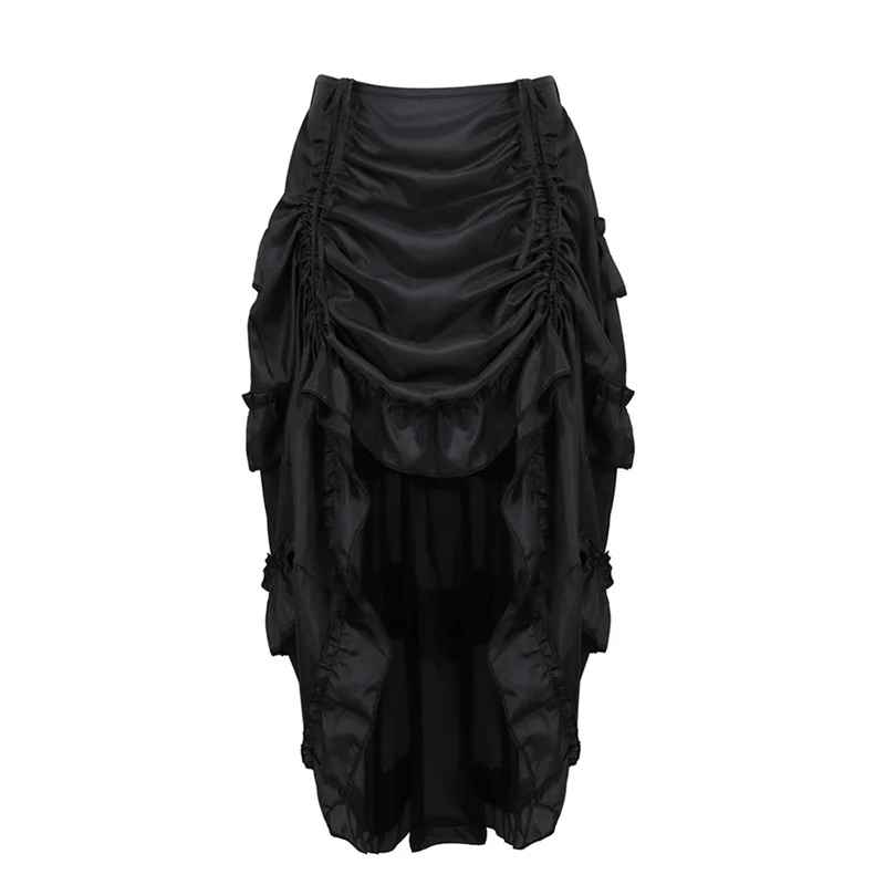 

Steampunk Women Skirts Gothic Irregular Shirring Pleated Party Maxi Long Skirt High Low Costumes Pirate Corset Skirt Plus Size