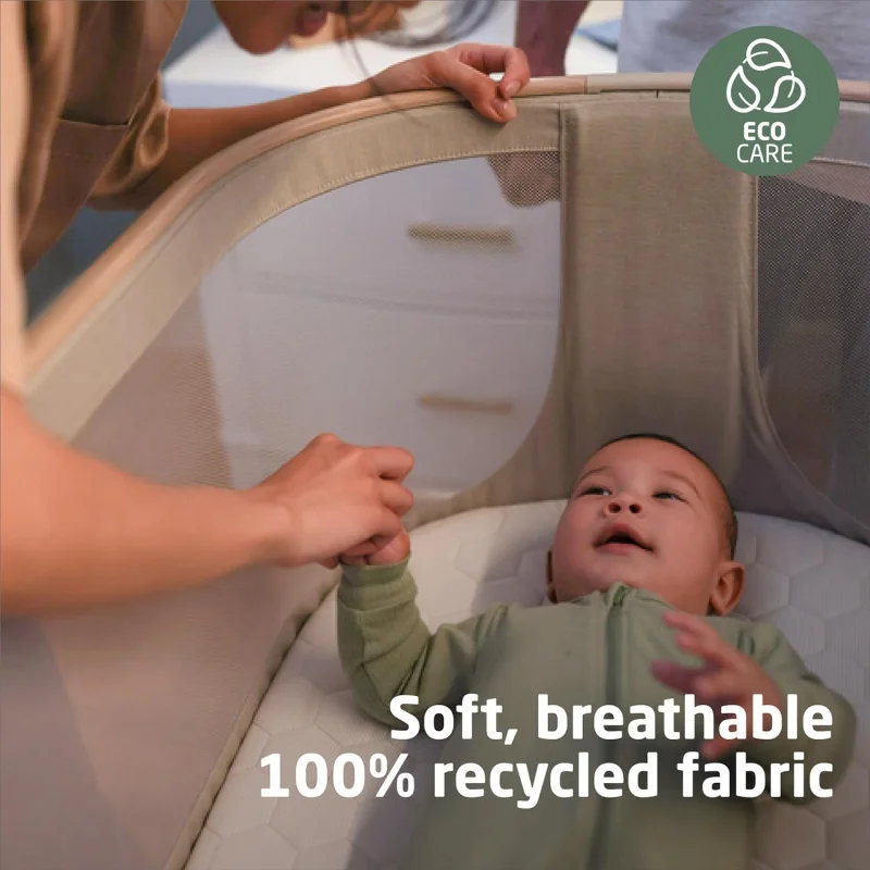 Iora Bassinet Classic Green: Portable Baby Bassinet, Infant Bedside Sleeper Crib, Height Adjustable, Breathable Mesh, Large Stor