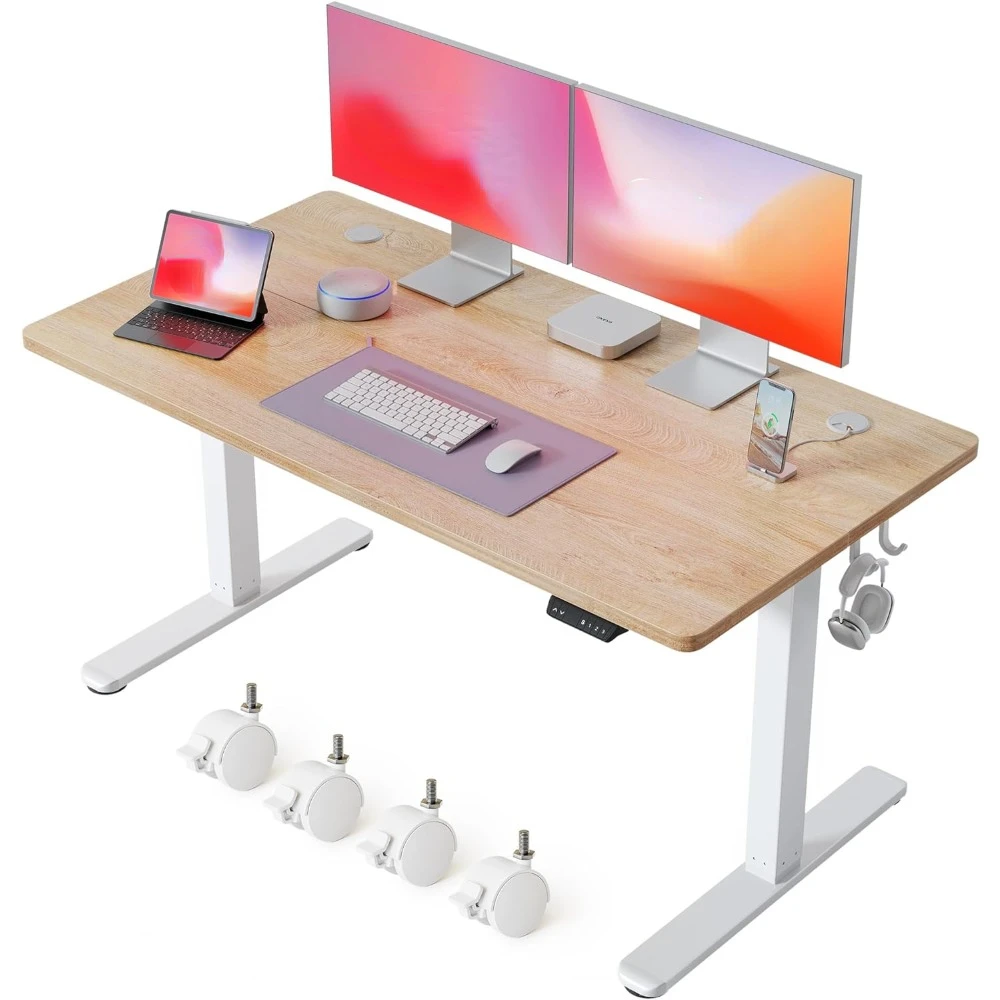 전기 스탠딩 책상, 높이 조절 가능, 홈 오피스 테이블, 스플라이스 보드 포함, 55 인치 