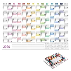 2026 Full Year English Wall Calendar - Creative Simple Planner & Christmas Gift (Colored)
