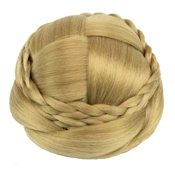 Elegant Braided Chignon Synthetic Hair Bun Wig - Perfect for Weddings, Parties, and Dance Events (Ash Blonde)