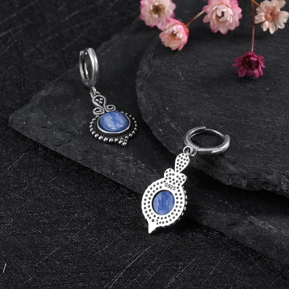 925 Sterling Silver Natural Kyanite Drop Earrings for Women Wedding Gifts Jewelry Vintage Hoop Earrings dangle earrings hoop earrings drop earrings long earrings dome teardrop earrings