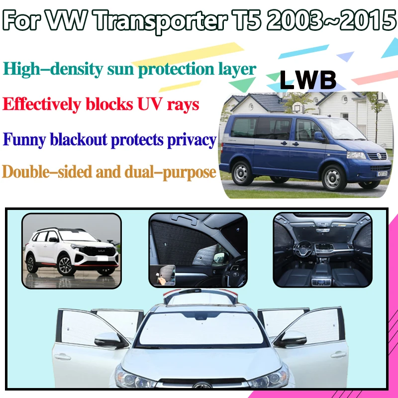Parasole Anti-Uv Per Finestrino Dell'Auto Per Volkswagen Vw Transporter T5 2003 ~ 2015 Lwb Caravelle Parabrezza Protezione Solare Coperture Accessori