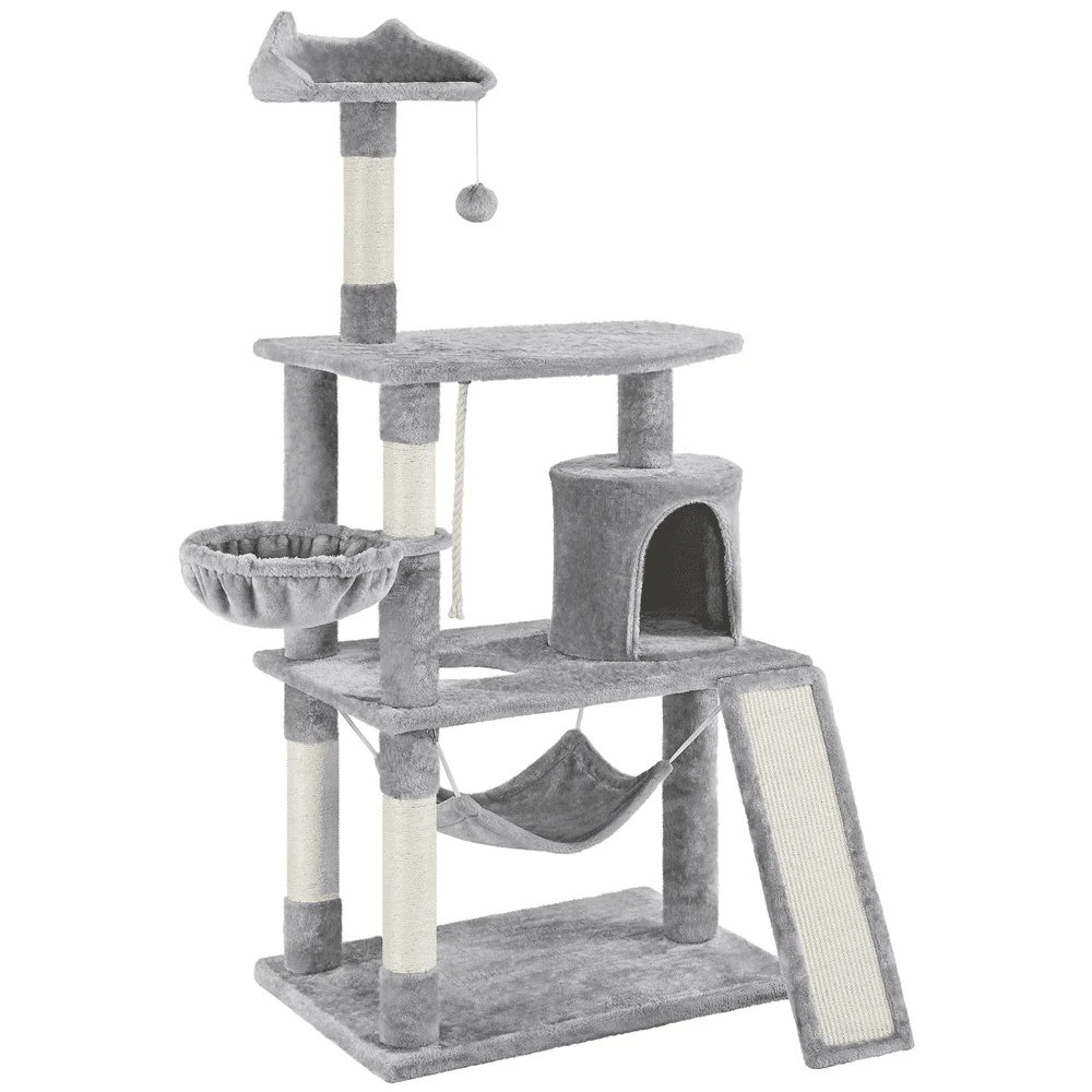 

63.5''H Multi Level Cat Tree Condo with Scratching Post, Light Gray