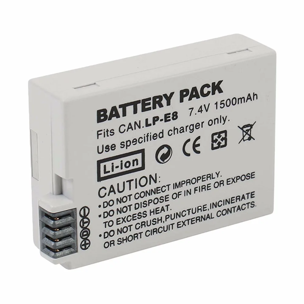 

7.4V 1500mAh LP-E8 LP E8 Digital Camera Battery For Canon 550D 600D 650D 700D X4 X5 X6i X7i T2i T3i T4i T5i DSLR Camera Battery