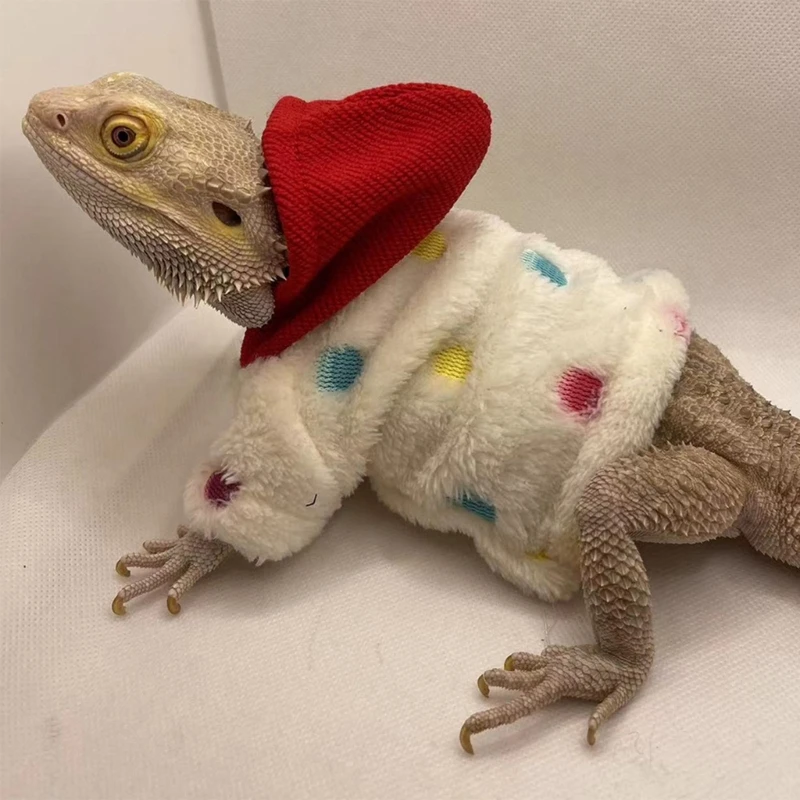 Lizards Clothes for Bearded Dragon Geckos Reptiles Apparel Hand-made Hoodies Skin Protection Sweater Coat for Party