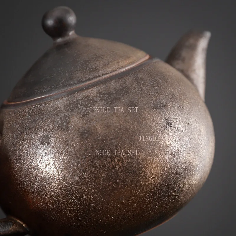 160ml capacity vintage brewing teapot rough pottery rusted glaze single pot Chinese Kung Fu tea set