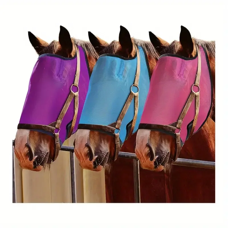 Mosquito proof horse head mask, breathable Lycra fabric, insect proof, mosquito proof, sun shading equestrian equipment