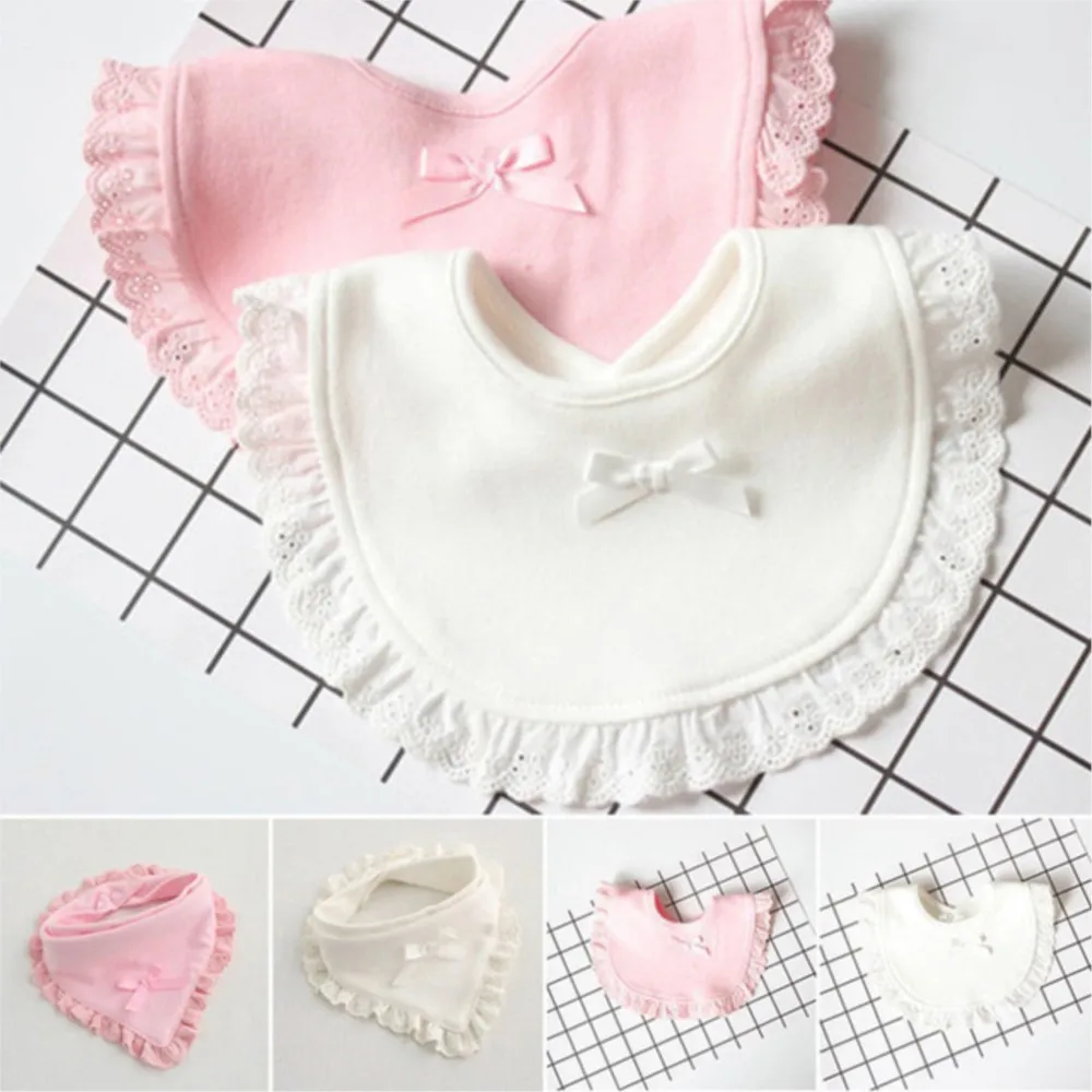 Cotton Newborn Lace Bow Baby Bibs Girls Boys Burp Cloth Infant Bibs Baberos Infant Saliva Towels Toddler Baby Scarf feeding bib