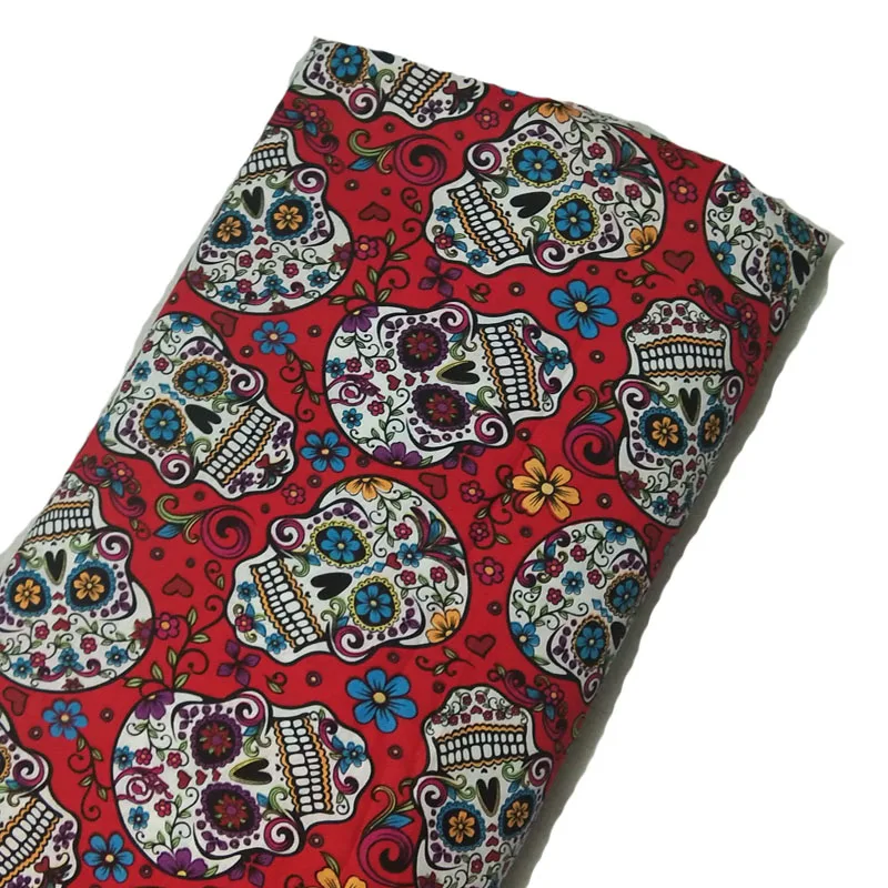 100% Cotton Vintage Various Flower Skull Series Printed Cotton Fabric Sewing Cloth Dress Textile Tissue Viaphil