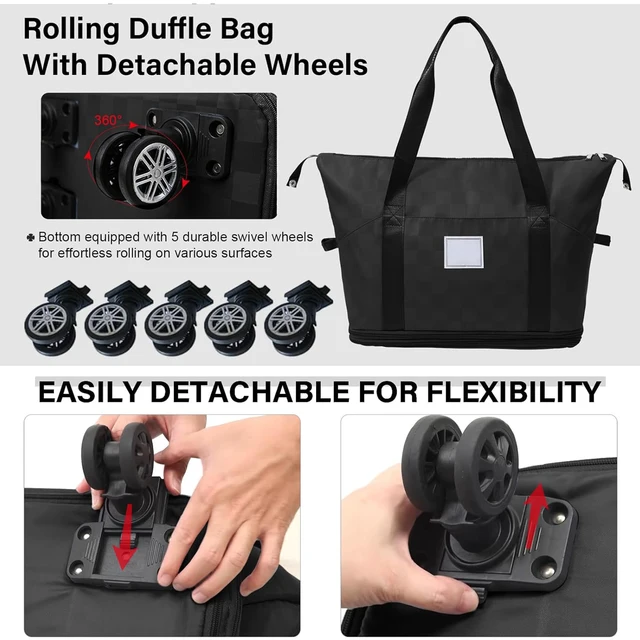 Bags For Women Rolling Duffle Bag With Detachable Wheels