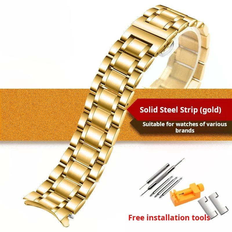 Rose Gold Curved Solid Stainless Steel Universal Watch Band Bracelet