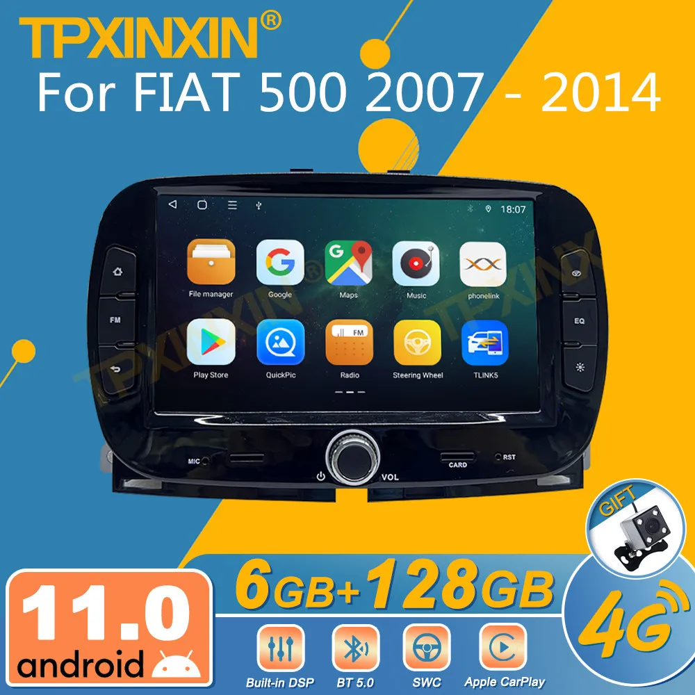 Per Fiat 500 2007 - 2014 Autoradio Android Ricevitore Stereo 2Din Autoradio Lettore Multimediale Gps Navi Head Unit Screen