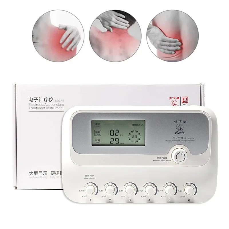 Electro Low-Frequency Acupuncture Stimulator 6 Channels Acupuncture Needle Treatment for Nerve and Muscle Massage Hwato SDZ-3