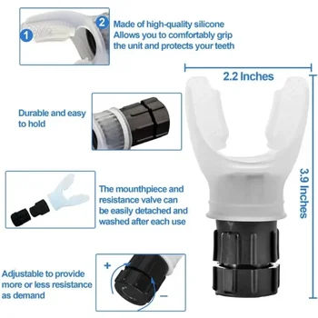 Bocchino per il viso polmonare Respiratore Dispositivo per esercizi di respirazione Allenatore muscolare respiratorio Allenatore di respirazione Facile da pulire