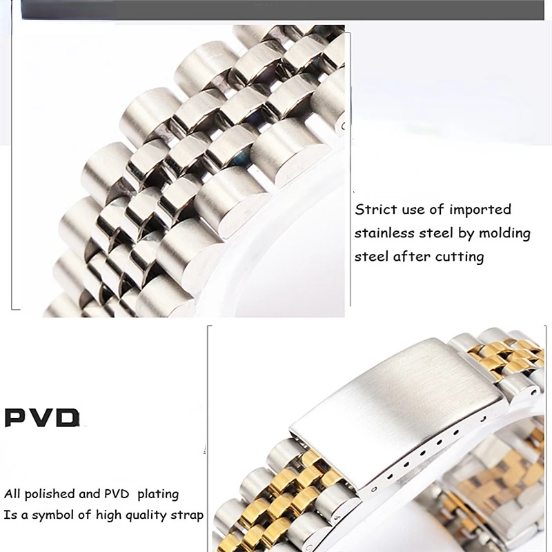 Premium Stainless Steel Curved End Watch Strap with Adjustment Tools