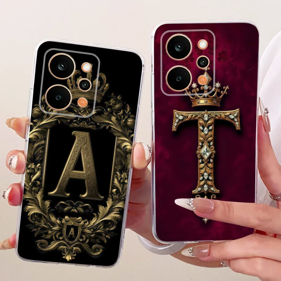 Retro Initial Letters Silicone Phone Case - Soft Protective Cover
