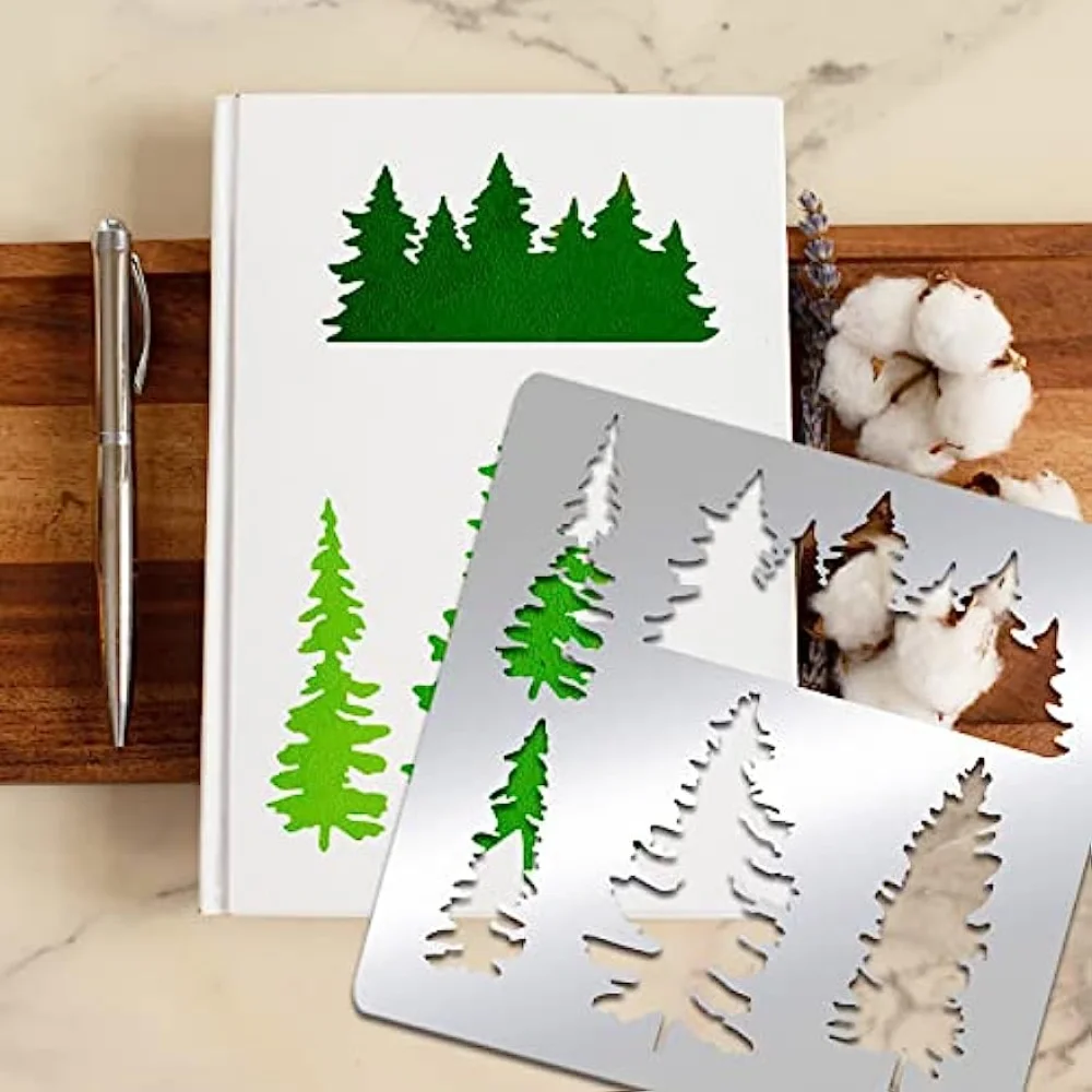 Pine Tree Stainless Steel Stencil Template, 6x6 Inch Forest Metal Journal  Stencils Templates Tool for Wood Burning Pyrography - AliExpress