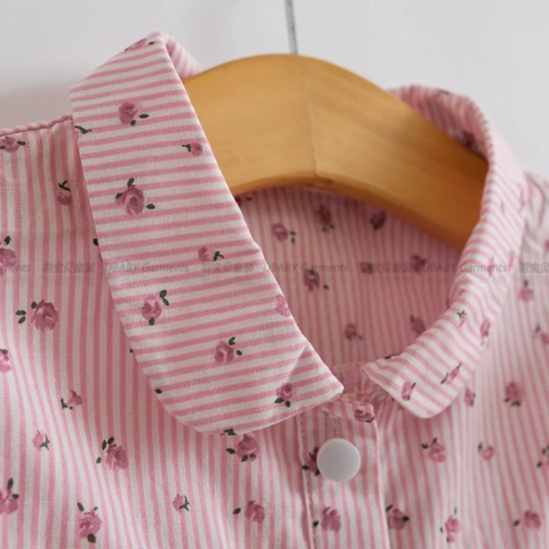 Summer Baby Girl Blouses Kids Shirts Children T Shirt Casual Floral Cotton Children Clothing Cartoon Stripe Causal Tops