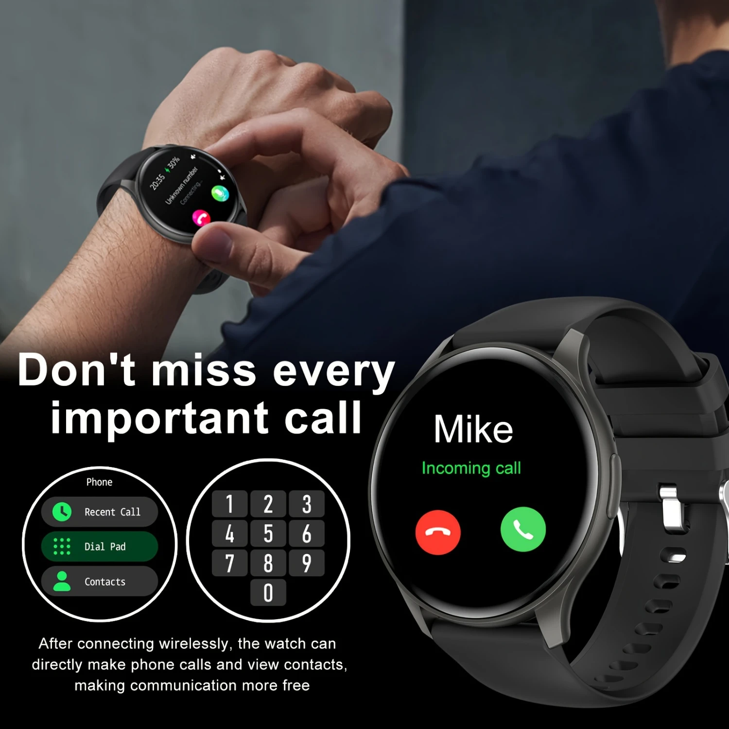 Changeable Wallpaper Wireless Communication Smartwatch with Multiple Sports Modes for Fitness Monitoring and Android Compatibili