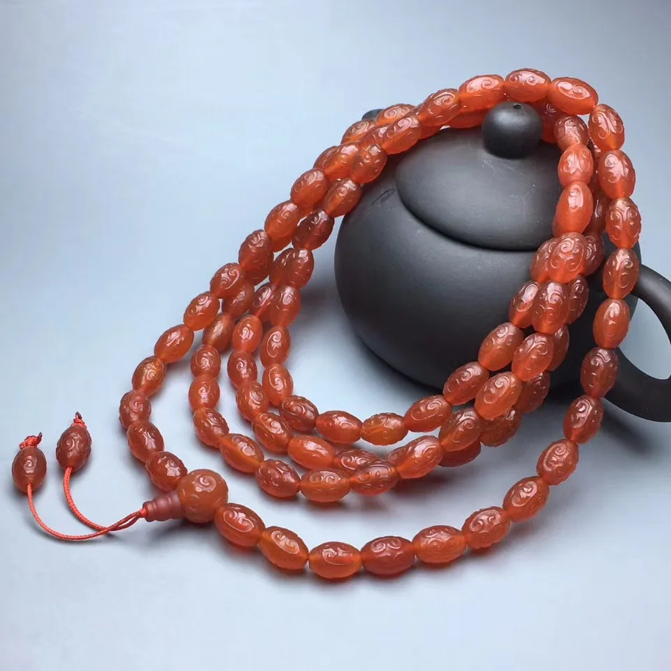 

Natural Red Agate Jade Bracelet Men Women Pulsera Fengshui Genuine Tibetan Old Agate 108 Bead Mala Lucky Amulet Bracelets Bangle