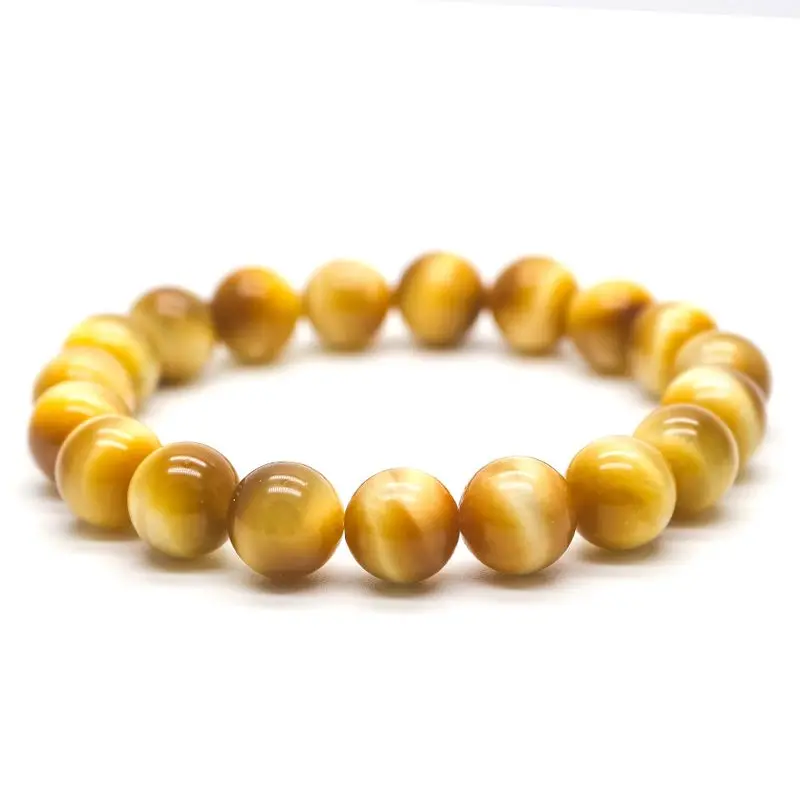 Collectible Grade Pure Natural Gold Tiger Eye Bracelet Men and Women's Cat's Eye HandString First Class Crystal High-end Jewelry