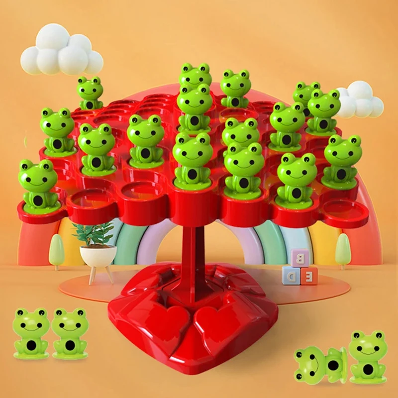 Montessori Balancing Board Math Toy Kids Frog Balance Tree Educational Parent-child Interaction Tabletop Game Focus Training Toy