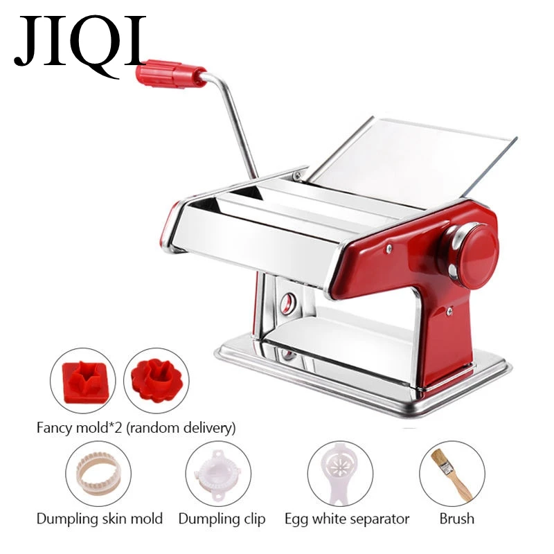 JIQI stainless steel Manual noodle maker 2/3 Blades Pasta Making Machine Spaghetti Pasta Cutter Handheld Operate Noodle Maker