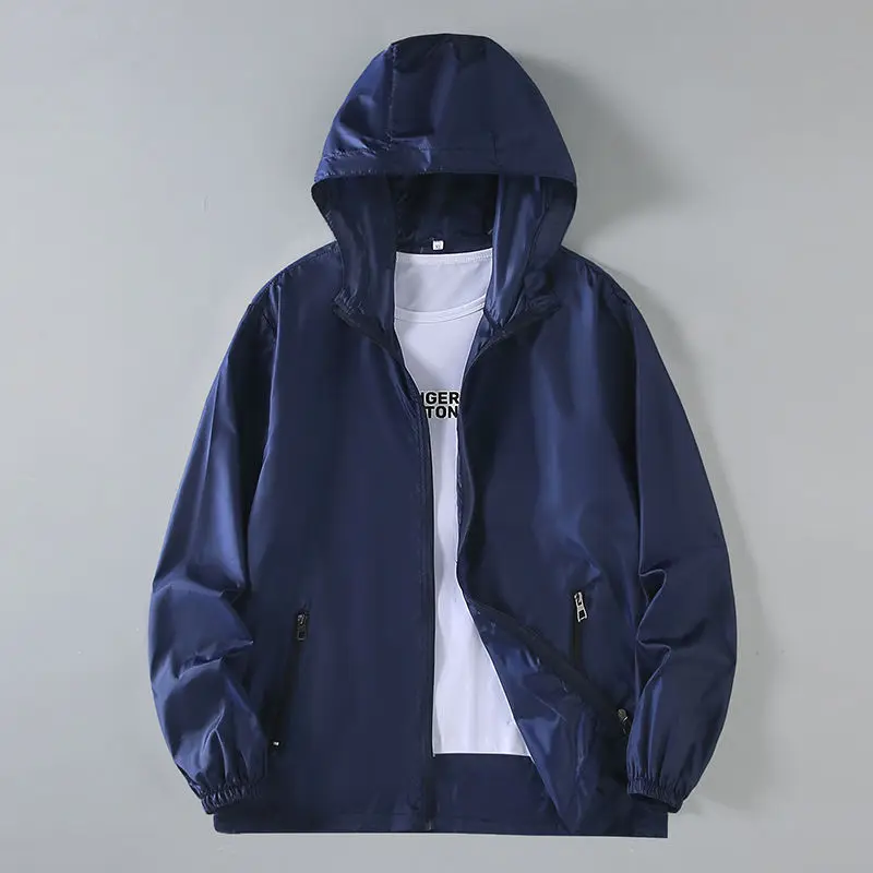 

Summer Skin Coats Men Light&Thin Breathable Sun Protection UPF50+ Proof Casual Jacket Hooded Patchwork Windbreaker Clothing S40