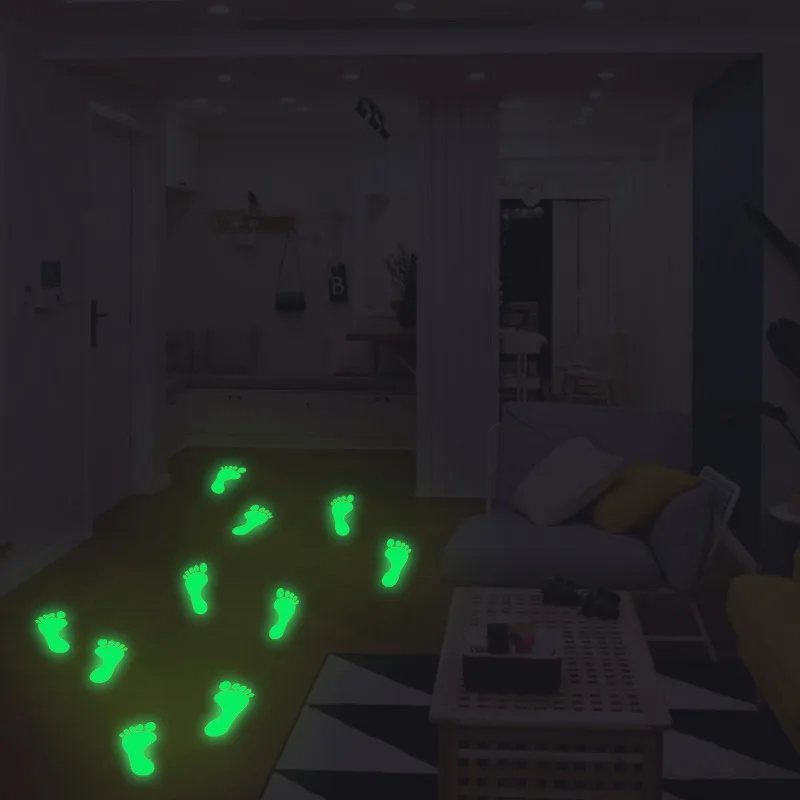 Glow In The Dark Footprint Stickers Decals Luminous Funny Decor For Amusement Park Kindergarten Bedroom Wall Decor