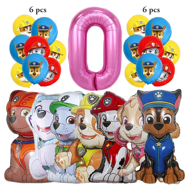 20 stücke Cartoon PAW Patrol Geburtstag Dekoration Aluminium Film Digitale Ballon Set Hund Chase Skye Kinder Party Liefert Spielzeug – Detail 11