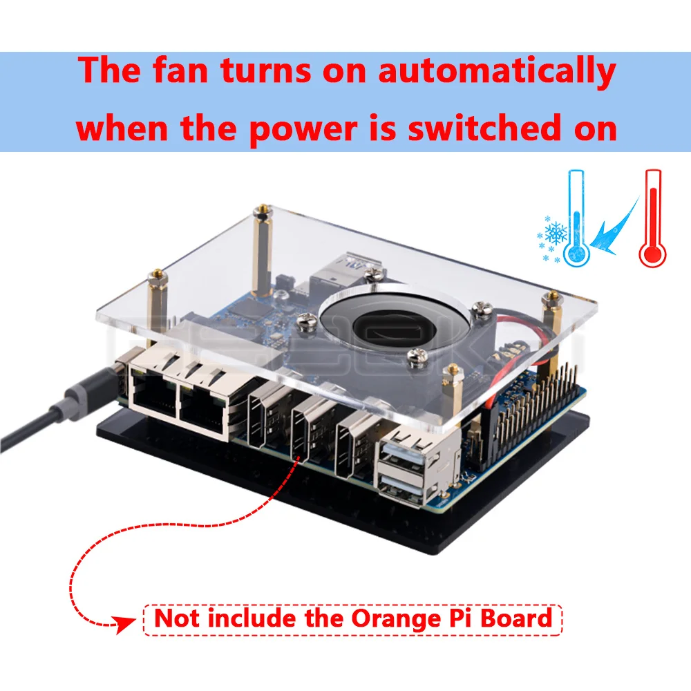 Geeekpi-laranja pi Case Plus 5v 3.6a Usb-c Kit de Alimentação Ventilador de Refrigeração 40 mm Pcs Dissipadores de Alumínio - Imagem 4