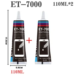 Premium Black Soft Adhesive for Phone Back Glass and Battery Repair - High Strength, Anti - Vibration, Flexible Glue for Screen Replacement (T - 7000 110ML 2PC)