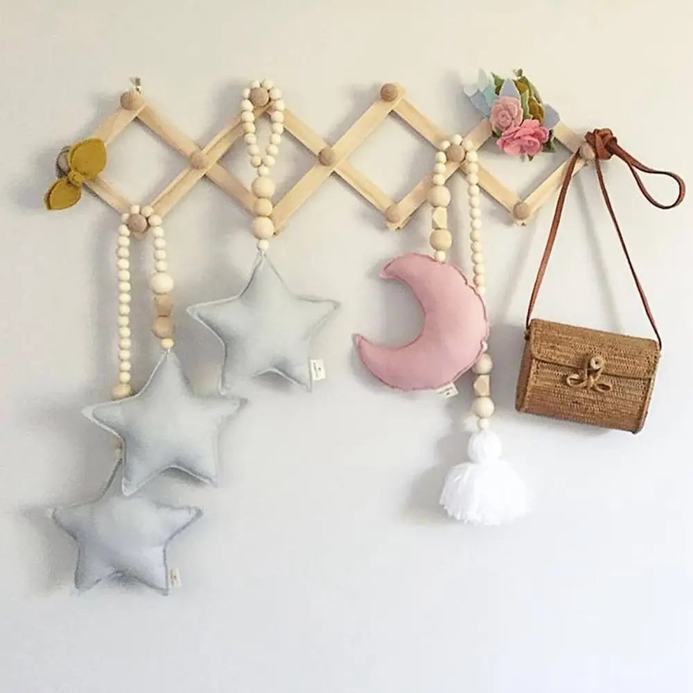 

Natural Practical Durable Adjustable Wall Mounted Expandable Wall Hook Clothes Hanger Home Decor Coat Rack
