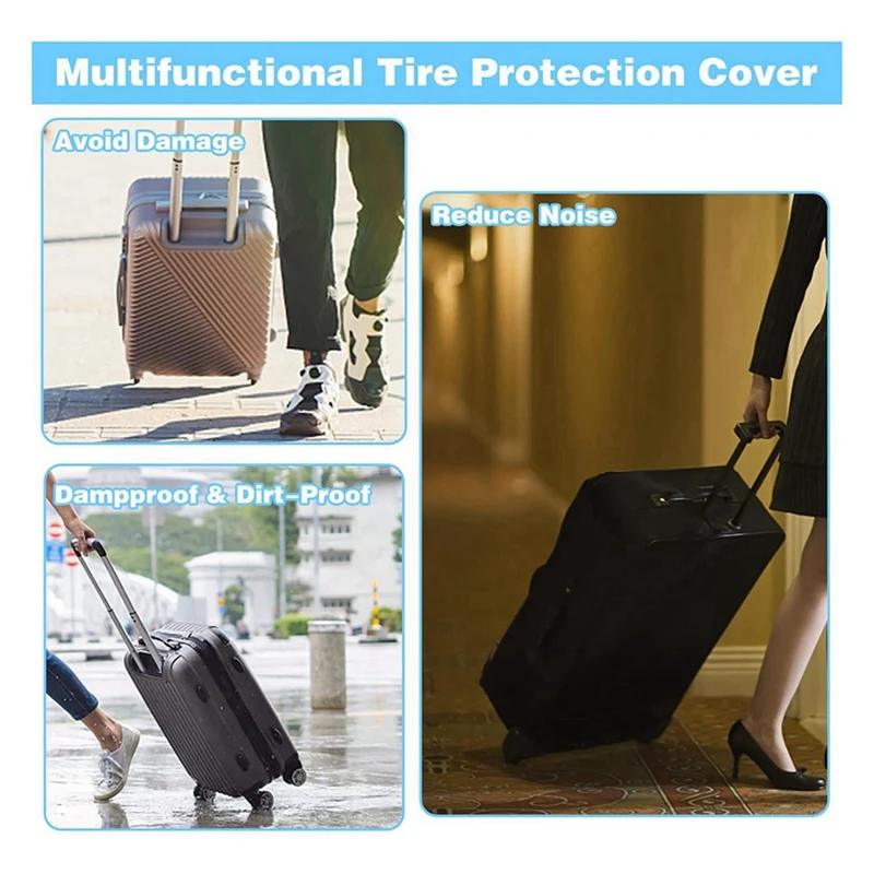 【Flash Sale】16Pc Luggage Wheel Covers, Silicone Luggage Cover Protector Suitcase Wheel Covers, Silent Protection Compart