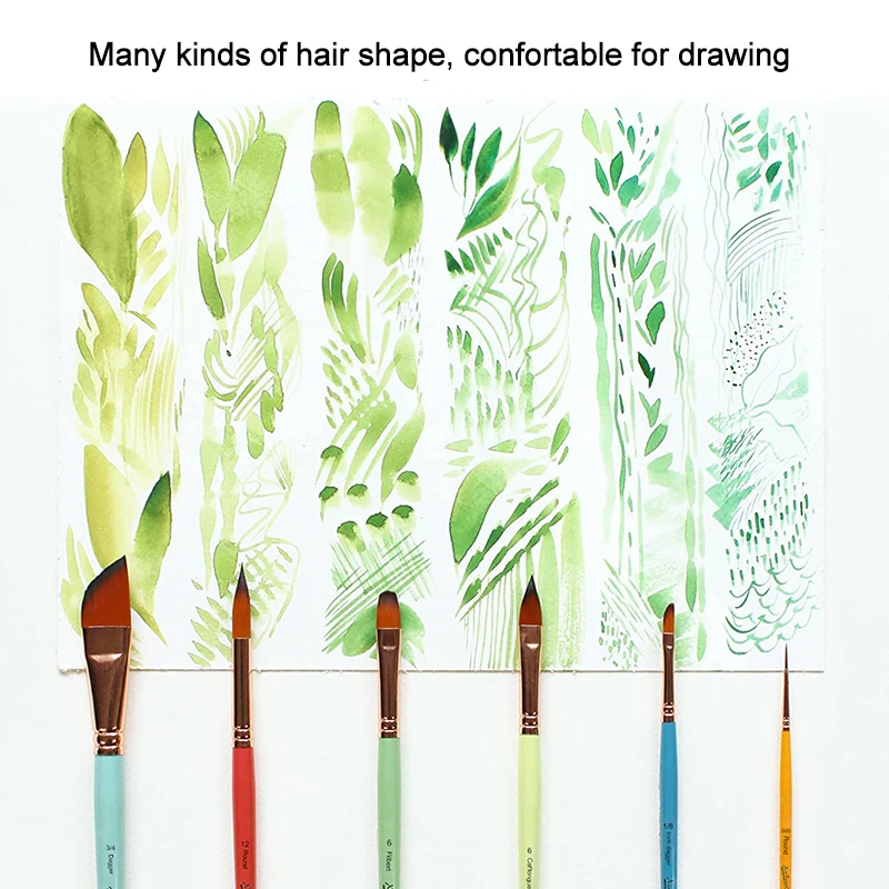 6 Pcs Watercolor Painting Brush Set Multi-Function Hair Paintbrush With Canvas Bag Acrylic Art Supplies