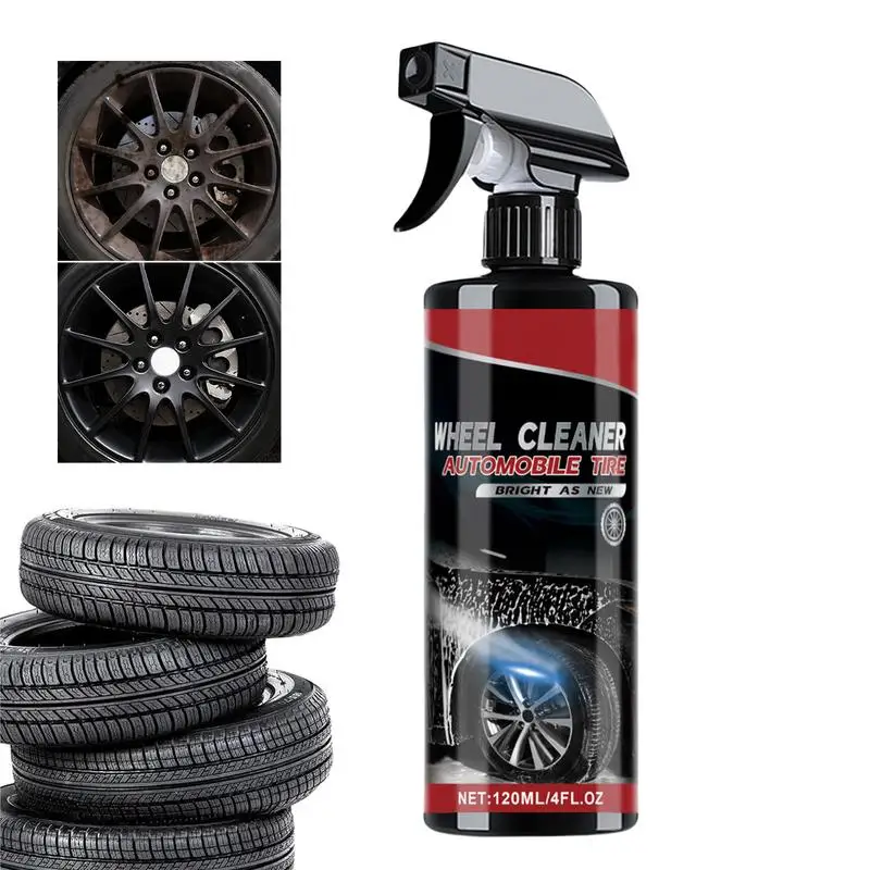 Car Tire Cleaner 120ml Auto Wheel Cleaning Spray Automotive Wheel Care Strong Cleaning Brake Dust Remover Car Detailing