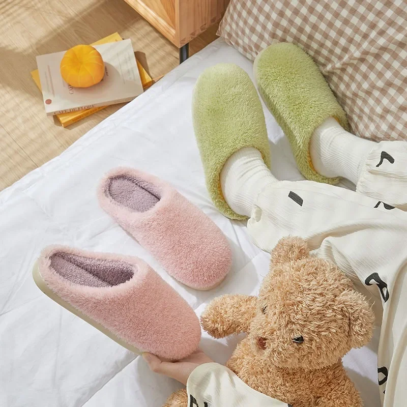 Women Slippers House Soft Home Cotton Slipper Autumn Winter Indoor Light Floor Shoes Men Silence Slides Bedroom Japanese Style