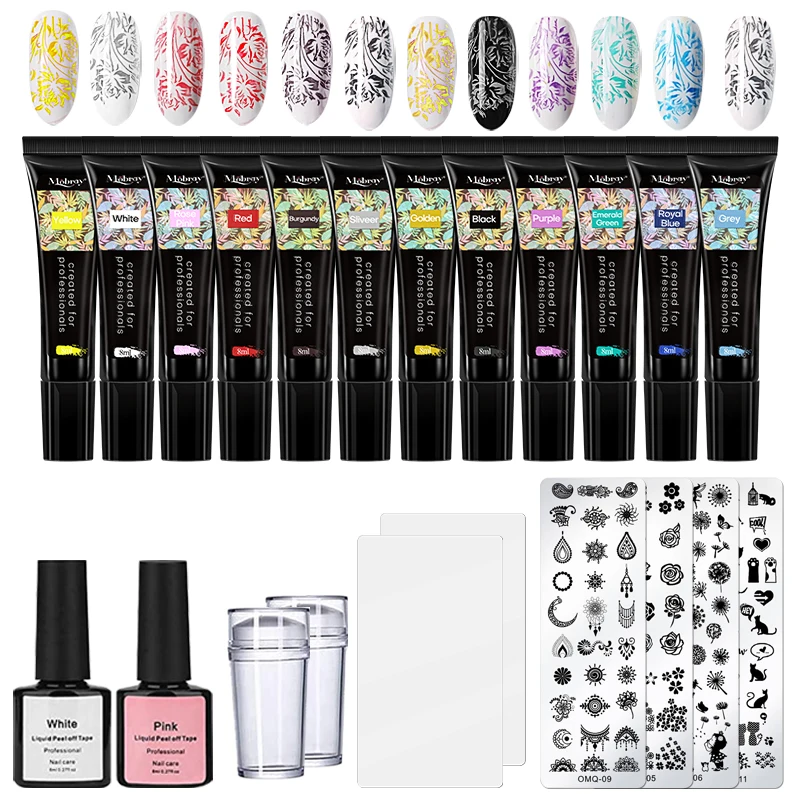 

HEALLOR Design Flower Animal Glass Temperature Lace Stamp Templates Set Nail Art Templates Stamping Plate Set