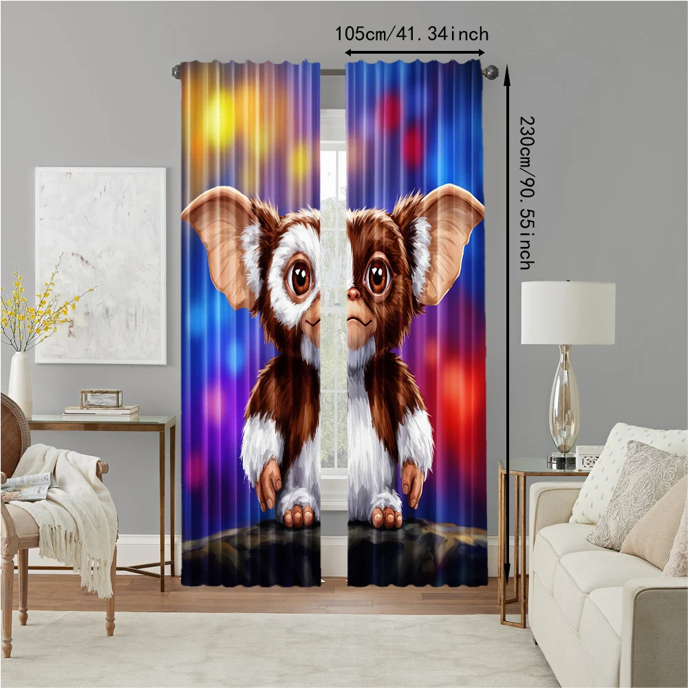 2pc, Party Window Curtains Cute animal prints Durable Polyester,Without Electricity Birthday Party Applies to translucent 4